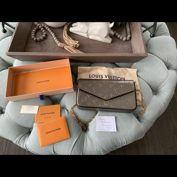 SOLD NEW Louis Vuitton Pochette Felicie Champage Vernis - Picture 13 of 14